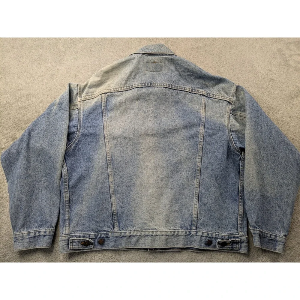 Vtg Levis 70507 4890 Denim Trucker Jacket USA Made Blue XL American Flag Patch - Picture 3 of 16